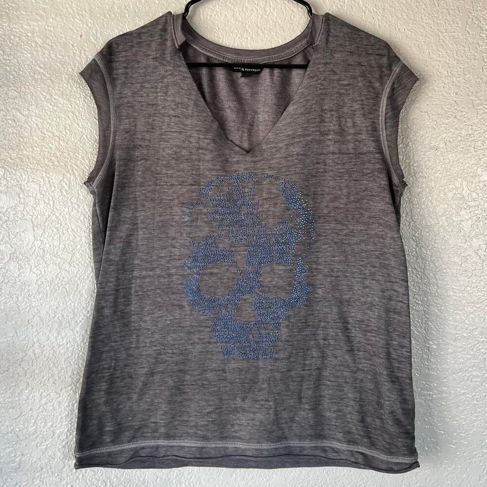 Y2k rhinestone skull sleeveless short